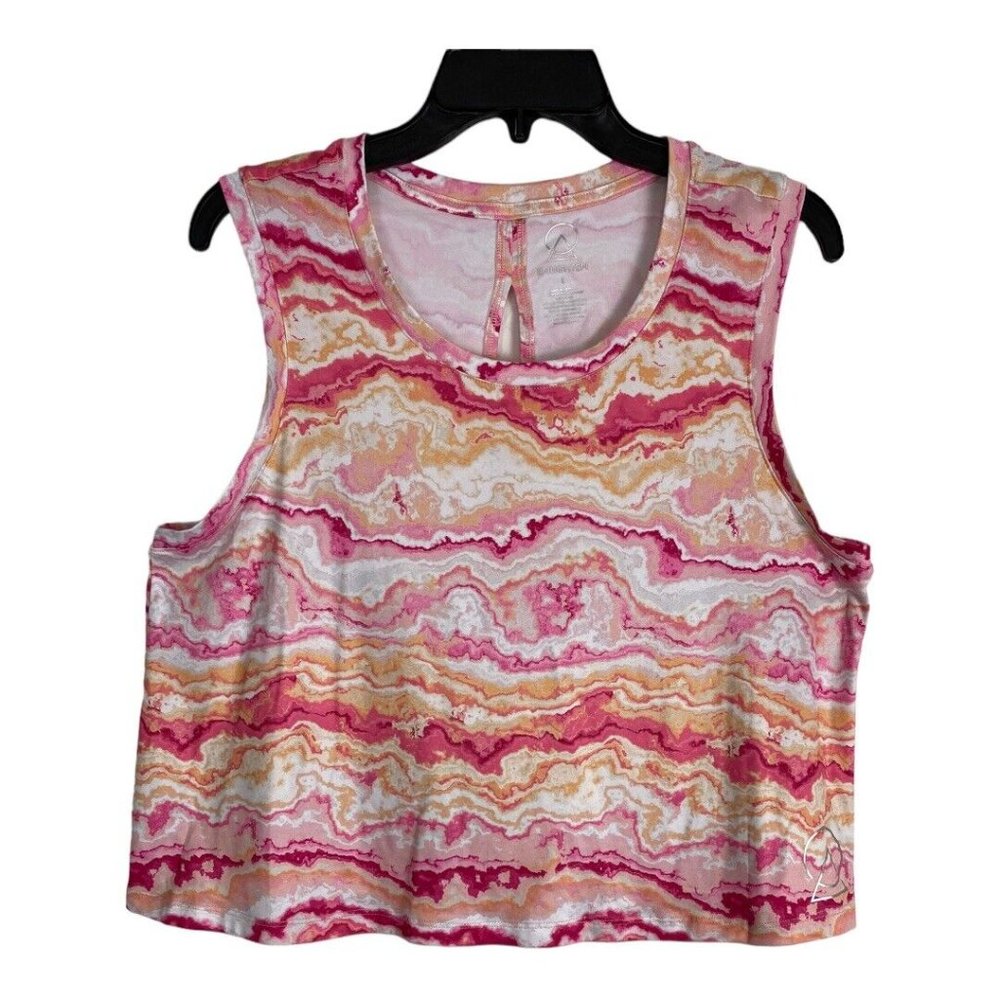 Enlighten Womens Shirt Adult Size Large Pink Tie Dye Sleeveless Athletic Yoga